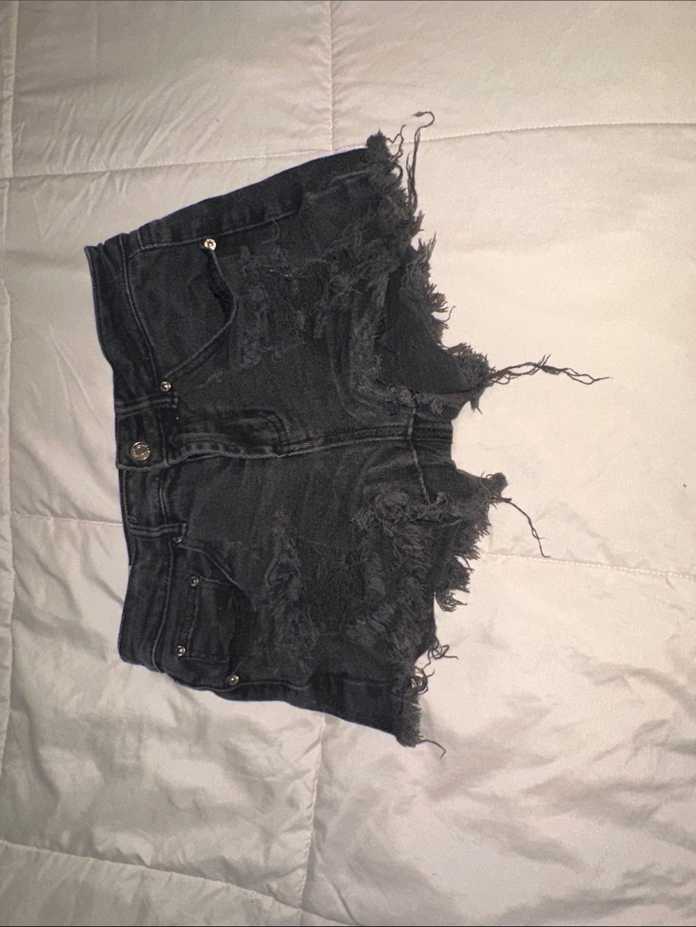Almost Famous Black Distressed Frayed Denim Shorts